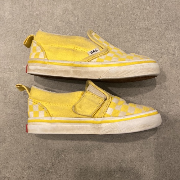 Toddler yellow checkered classic Vans slip-ons - Picture 3 of 3